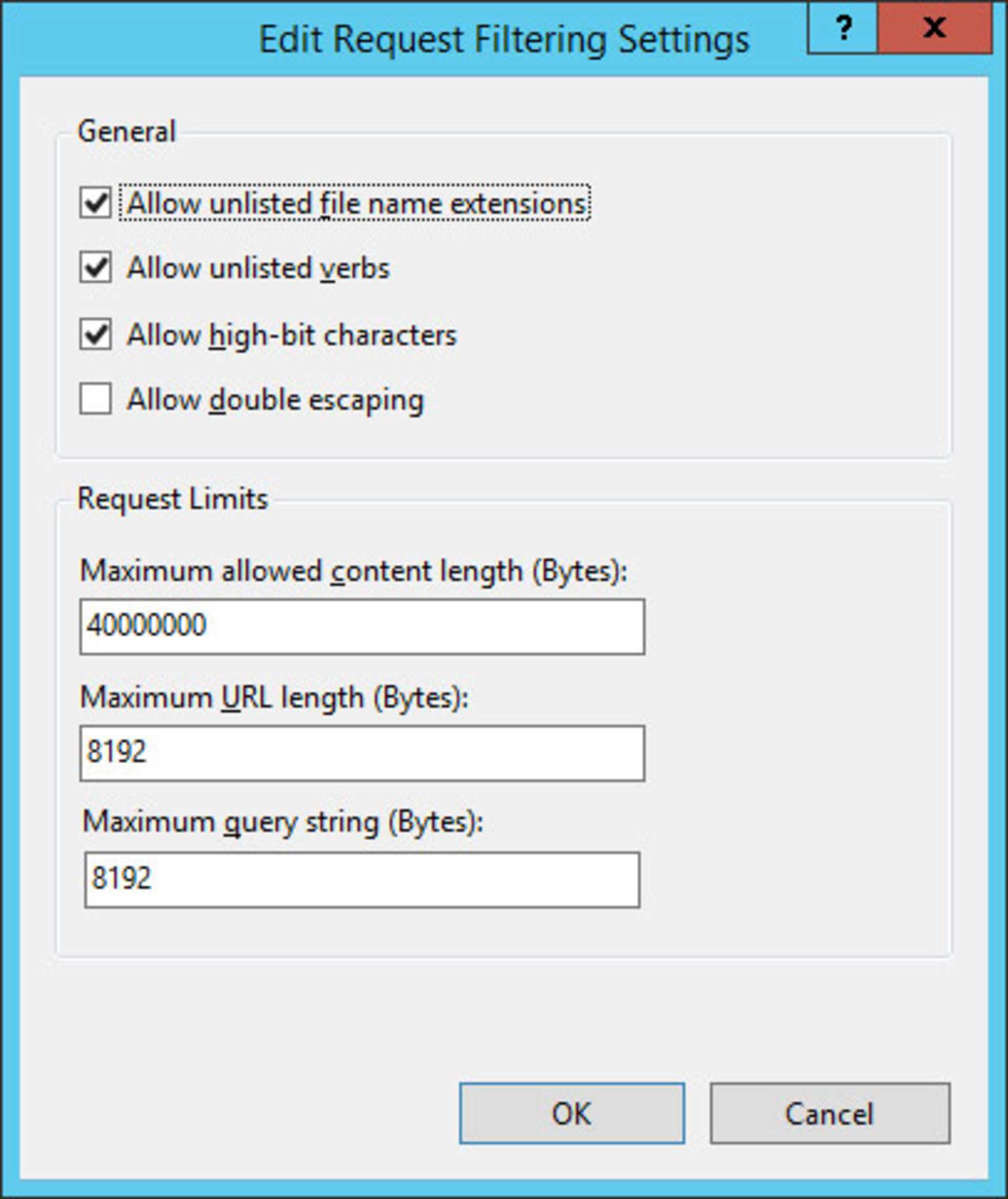 Longitud de las cadenas de URL en IIS